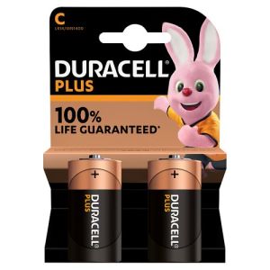 Duracell Plus Batteries 100% Extra Power C 2pk